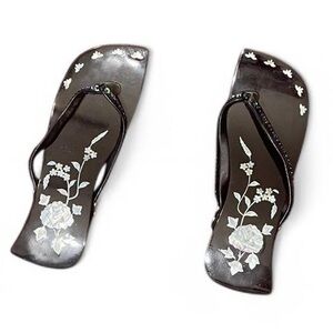 Elegant Black Floral Women's Sandals